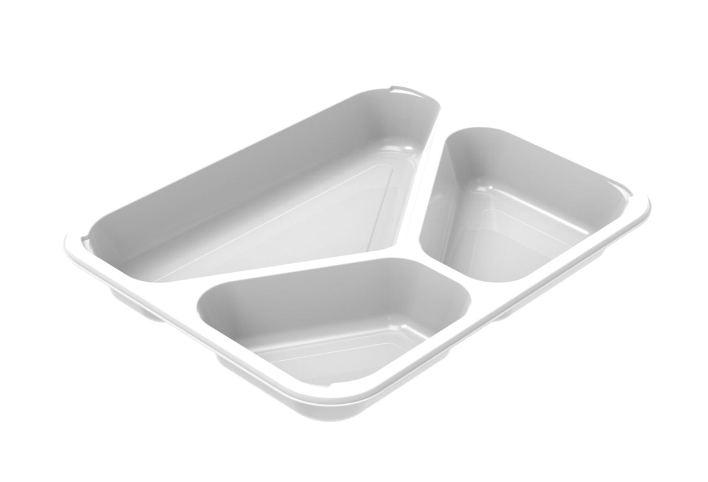 Bakke 3-rum C2227-3A 405/210/155ml L227xB178xH30mm CPET Hvid,492 stk/krt