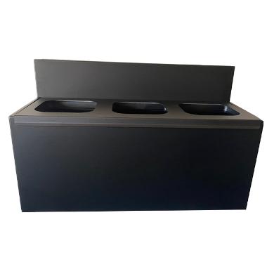 Affaldsstativ vægophængt 3 delt 3x20ltr L1070xB315xH495mm med låg Sort,1 stk/krt