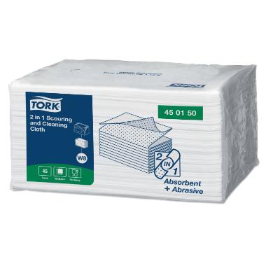 Aftørrings- & skureklud Tork 2-i-1 W8 L38.5xB30 Papir 1-lag FSC Hvid,8 pk x 45 stk/krt