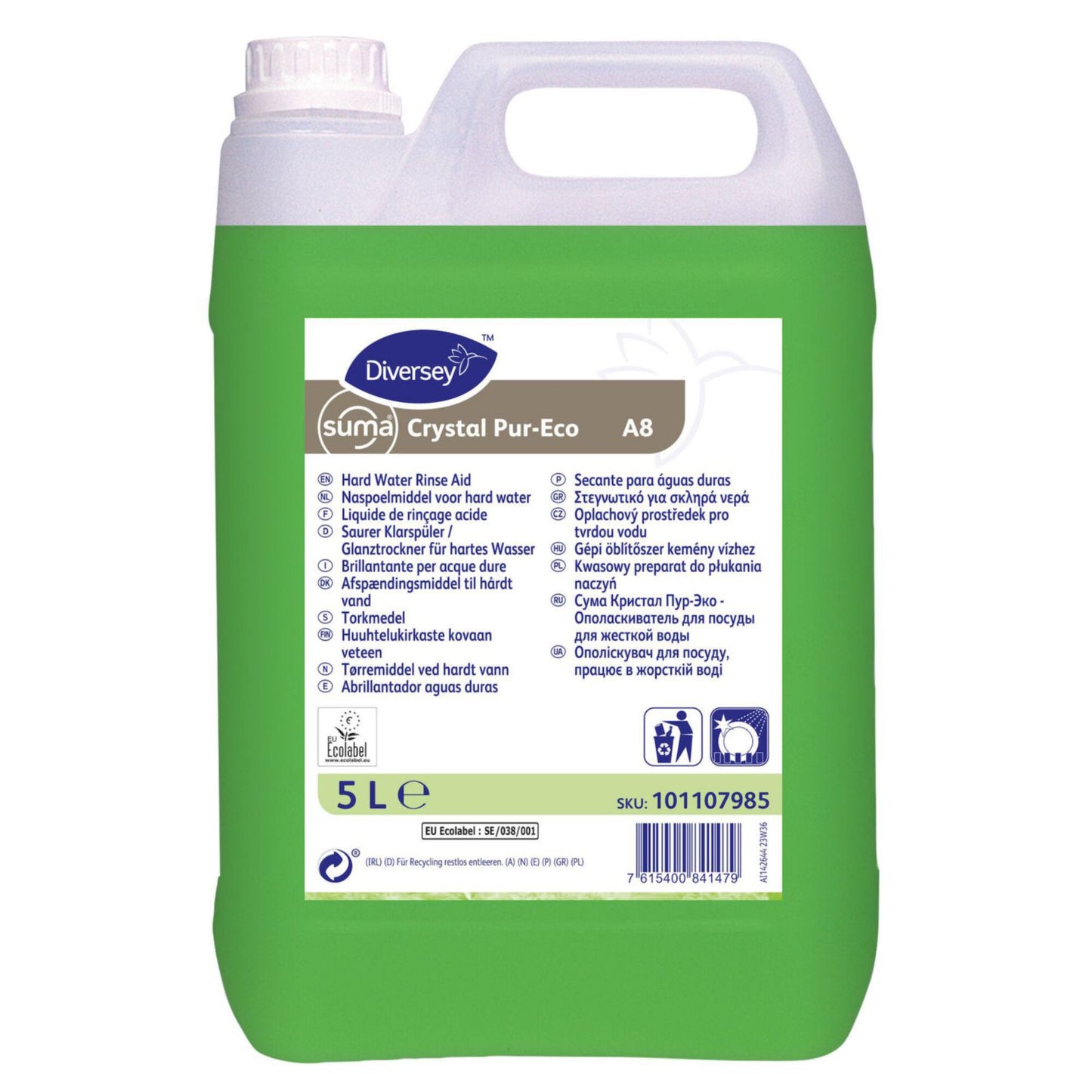 Maskinopvask Afspænding Suma Crystal Pur-Eco A8 5ltr Ecolabel Middel/Hårdt,5 ltr/dunk