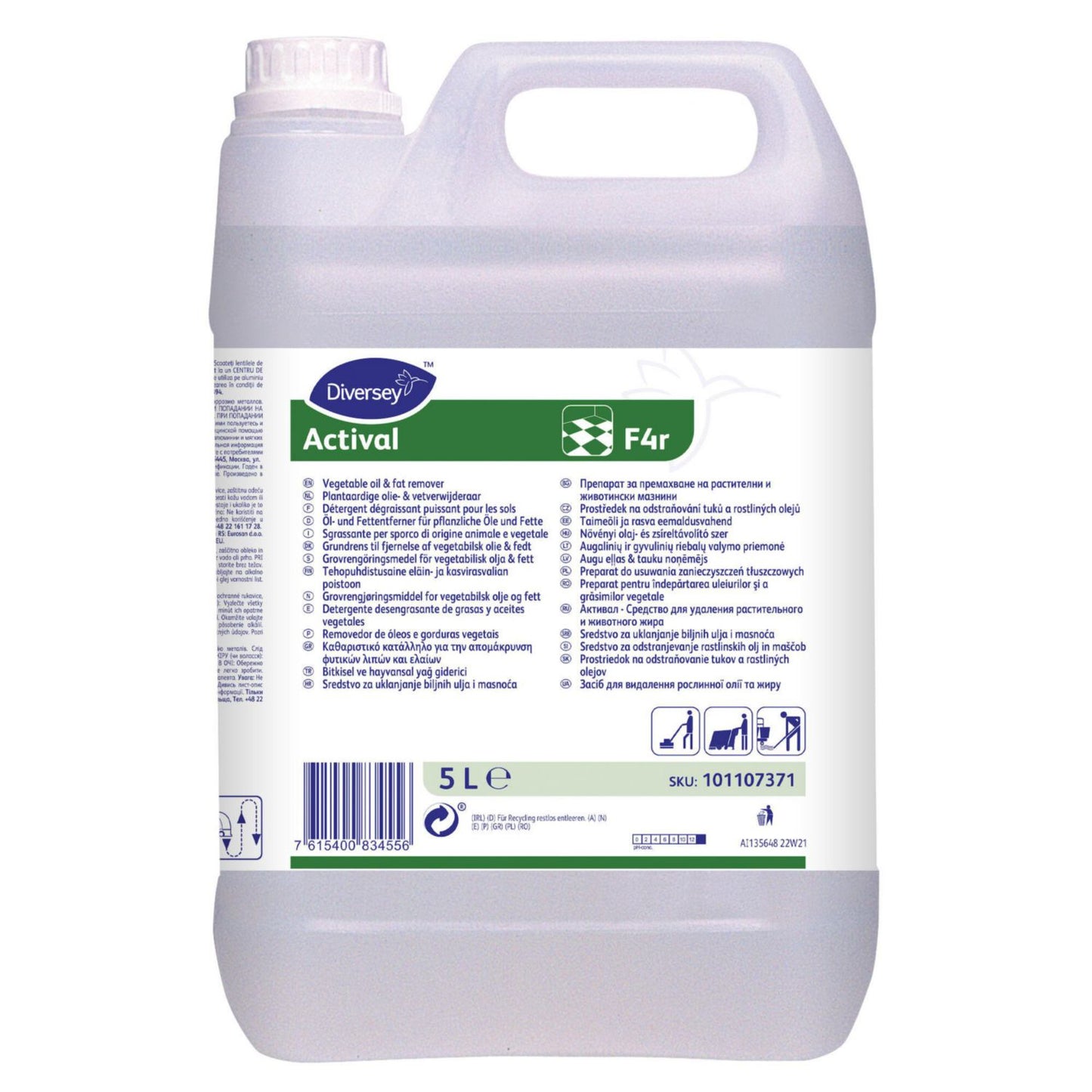 Grundrengøring Gulv Actival F4r 5ltr uden Parfume Manuel til fødevareindustrien,2 dnk x 5 ltr/krt