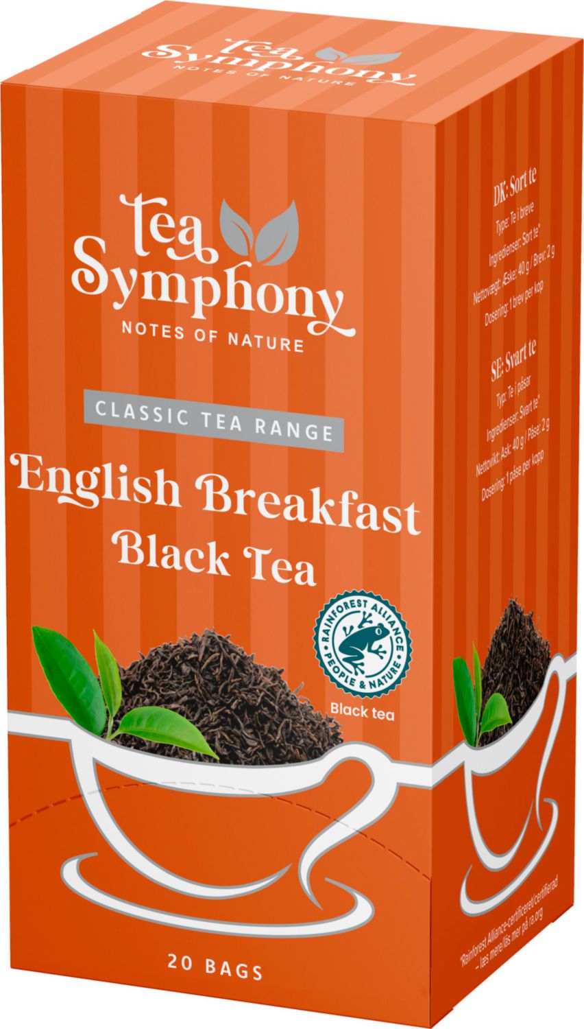 Te Sort Tea Symphony English Breakfast Black Tea 20 breve Rainforest Alliance,6 pk x 20 stk/krt