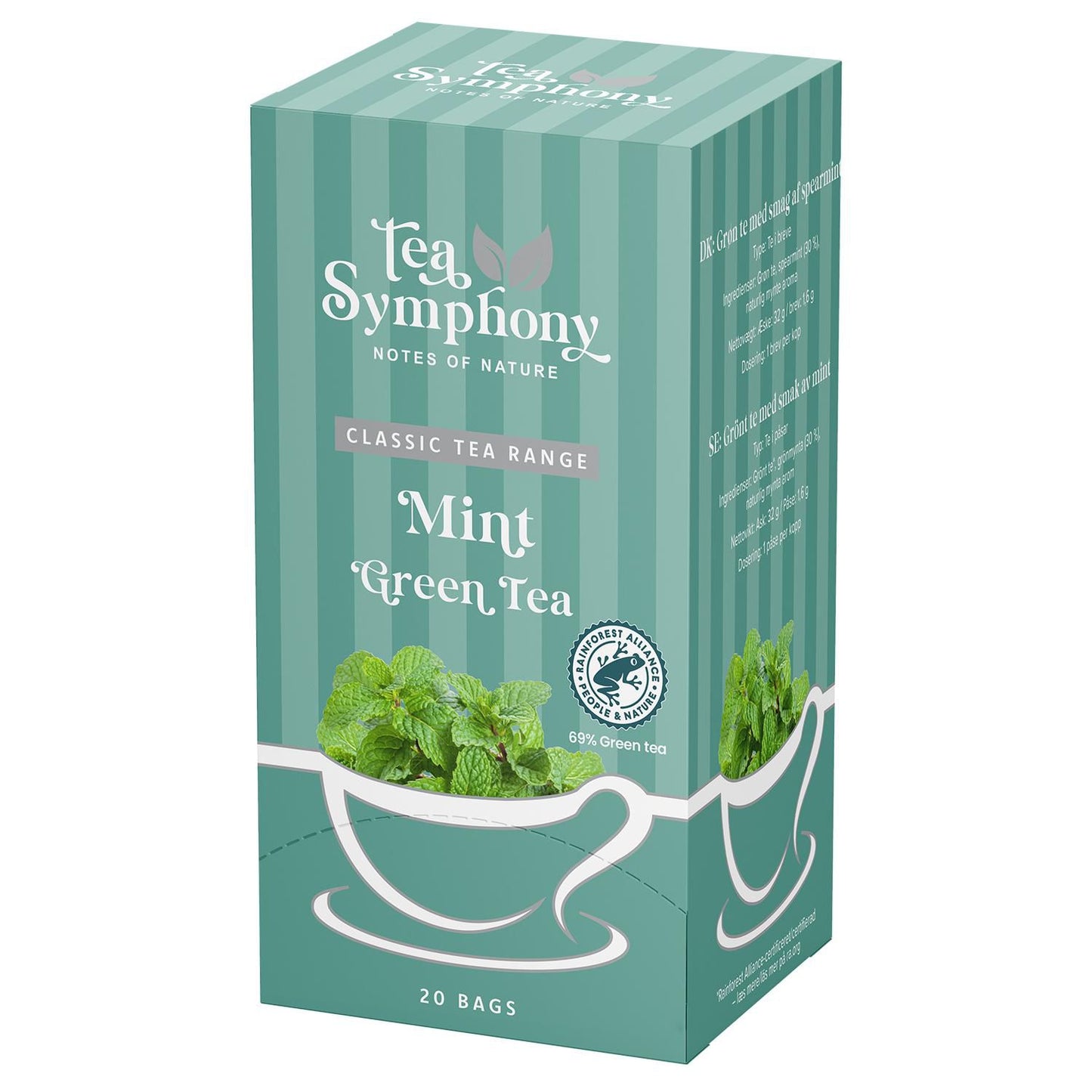 Te Grøn Tea Symphony Green Tea Mint 20 breve Rainforest Alliance Mynte,6 pk x 20 stk/krt