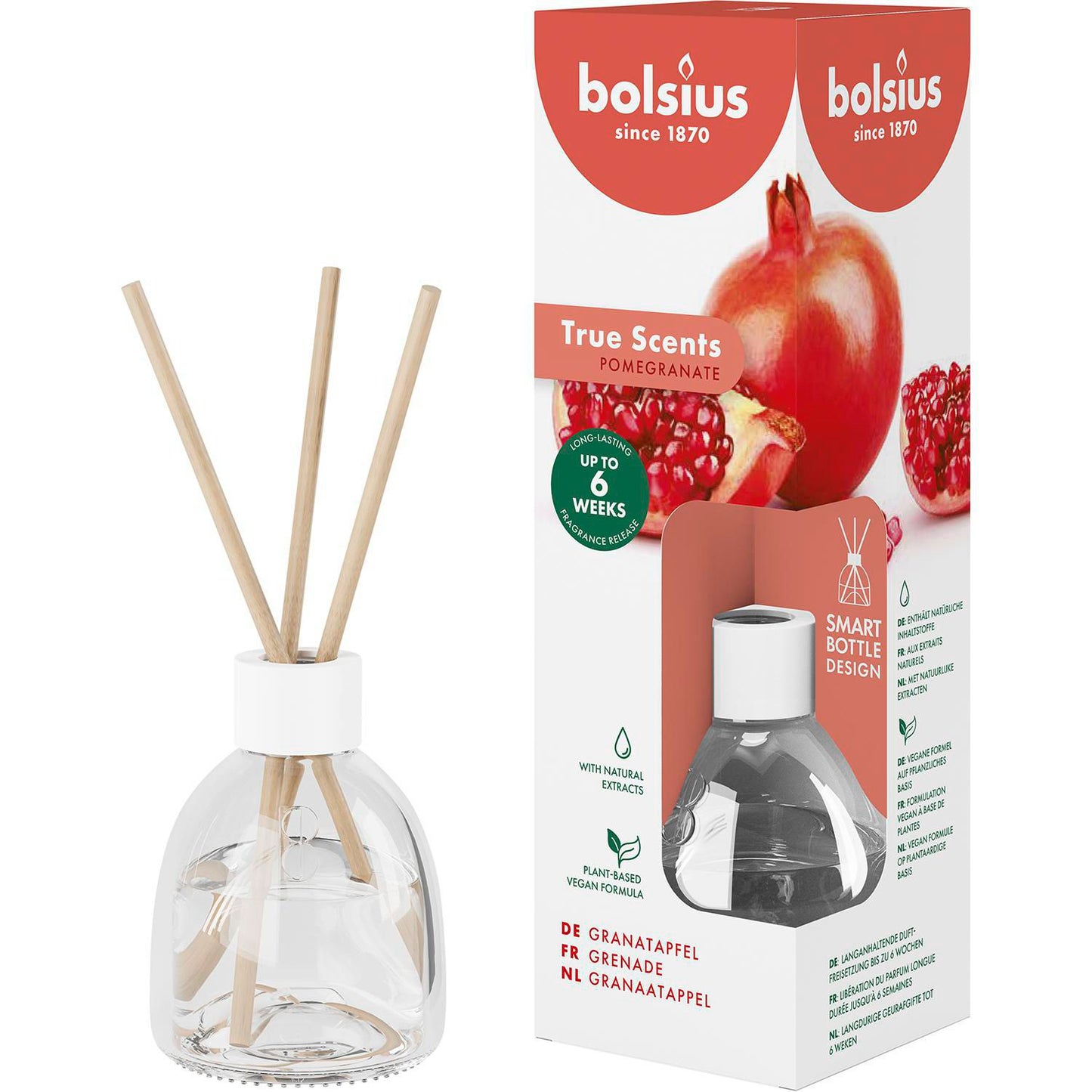 Diffuser Bolsius Granatæble 60ml med duftepinde,6 stk/krt