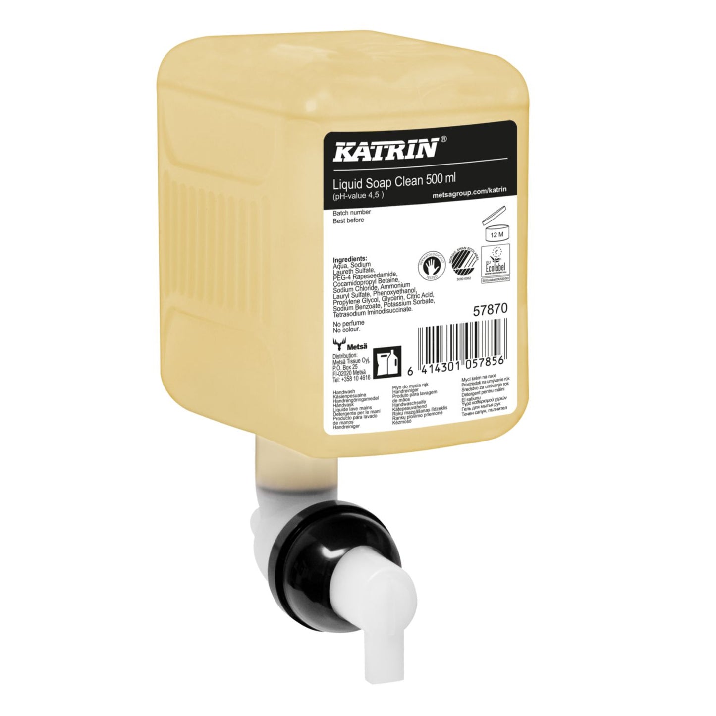 Sæbe Katrin Flydende Neutral 500ml uden farve/parfume Klar,12 stk/krt
