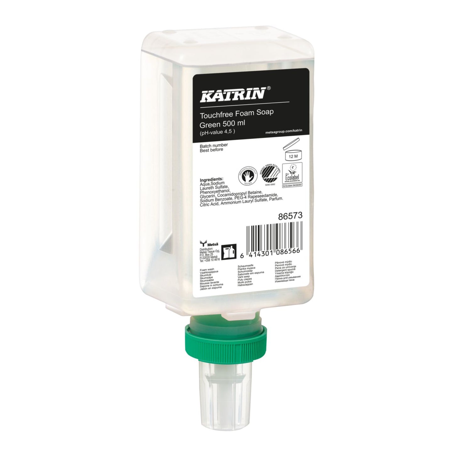 Sæbe Katrin Skum Fresh 500ml Touchfree Klar,12 fl x 500 ml/krt