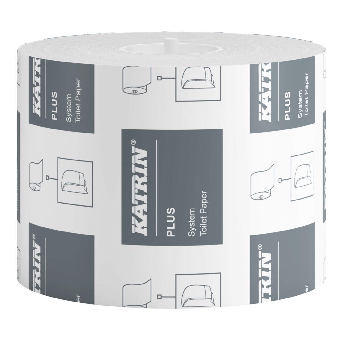 Toiletpapir Katrin Plus System 2-lag Ø13.5xB10cmxL85.5m M/Hylse Nyfiber Hvid,36 rl/krt