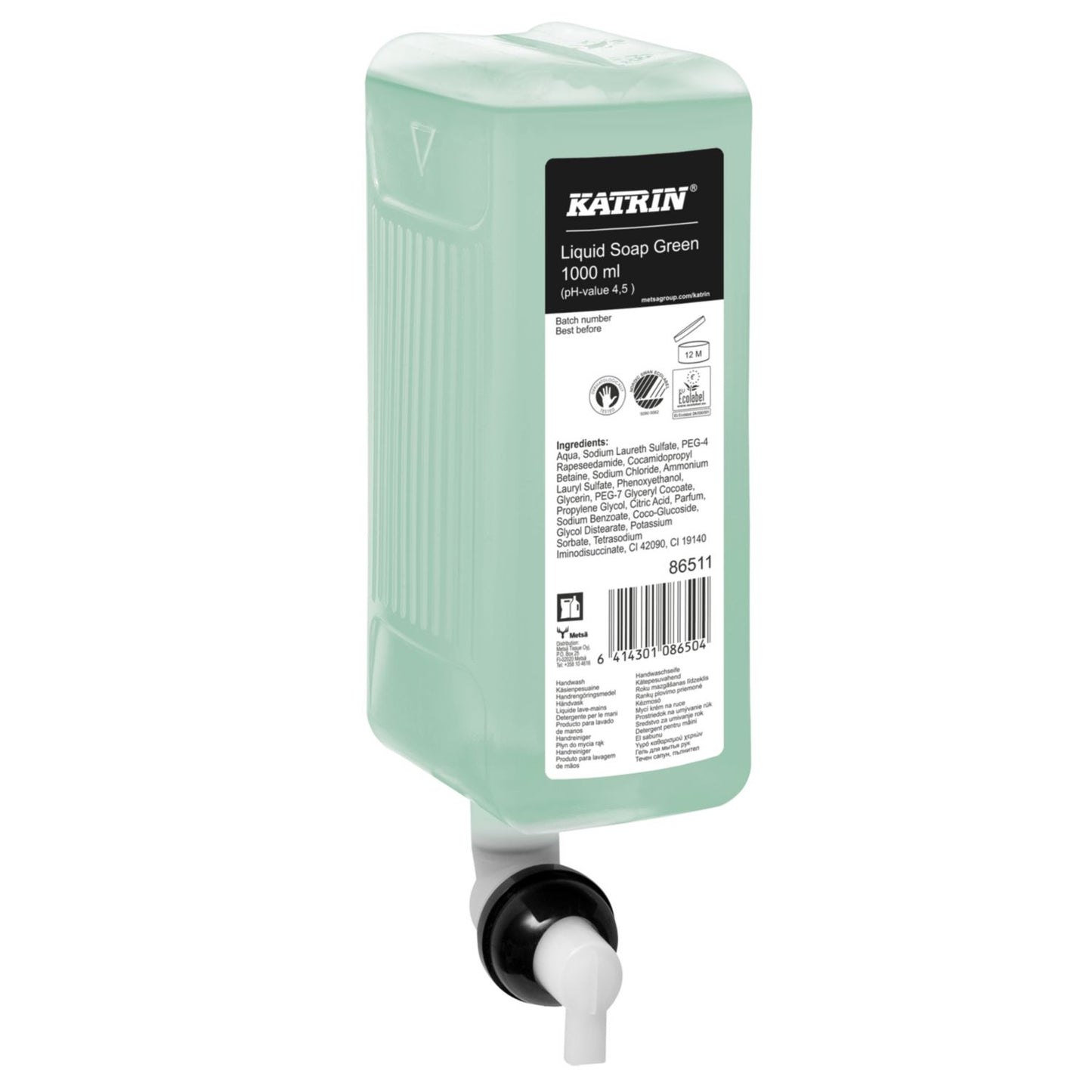 Sæbe Katrin Flydende Fresh 1ltr Grøn,6 fl x 1 ltr/krt