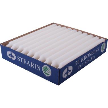 Kronelys Ø22xH240mm Stearin Brændetid 9 timer Svanemærket Hvid,20 stk/pk