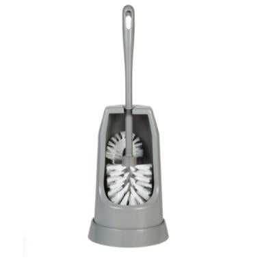 Toiletbørste Vikan medium 400mm RPP med skyllekantsbørste og skål grå,1 stk