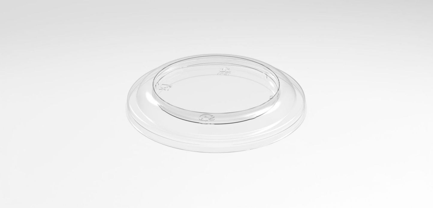 Plastlåg DeliGreen Stabelbar Ø129xH17.50mm RPET med antifog Transparent,24 ps x 42 stk/krt