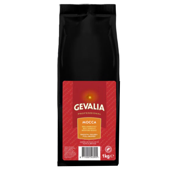 Kaffe Gevalia Mocca 1kg Rainforrest Alliance hele bønner,8 ps x 1 kg/krt