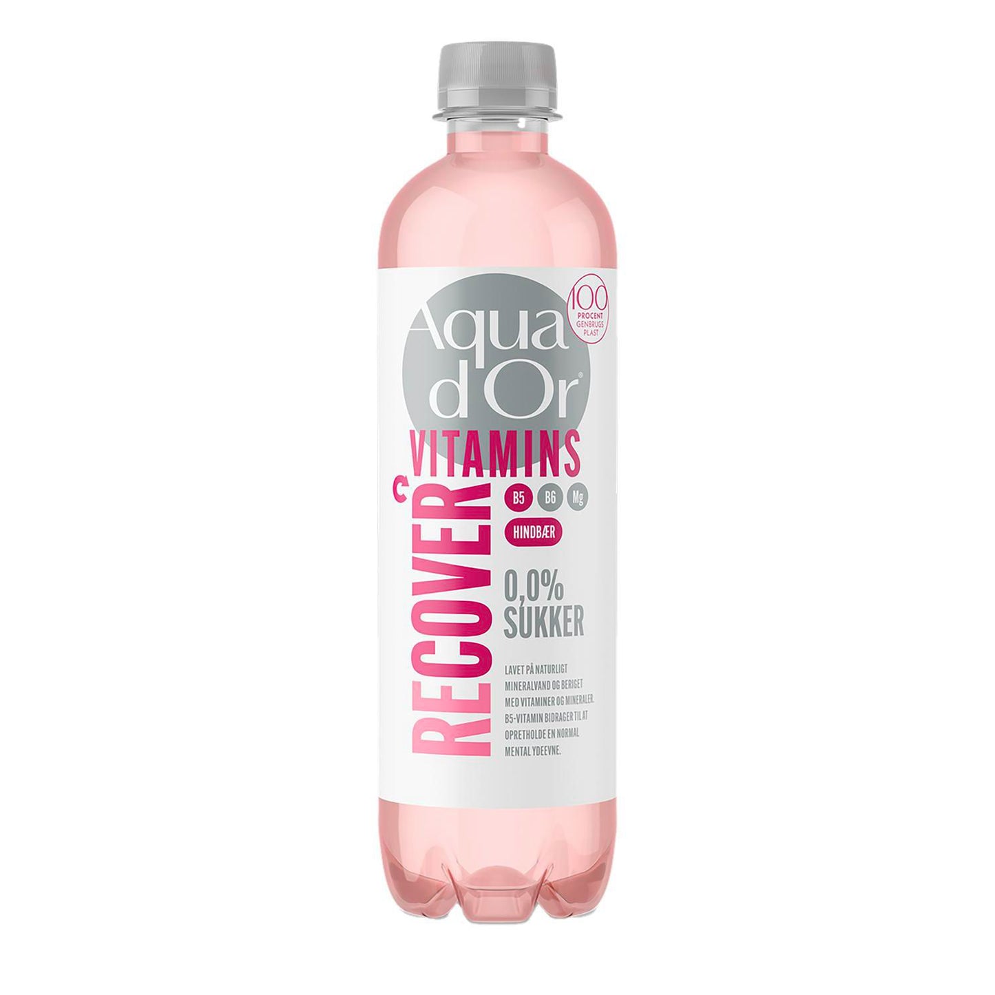 Mineralvand Aqua d'Or Vitamins Recover Hindbær 0.5ltr RPET uden brus,12 fl x 0.5 ltr/krt