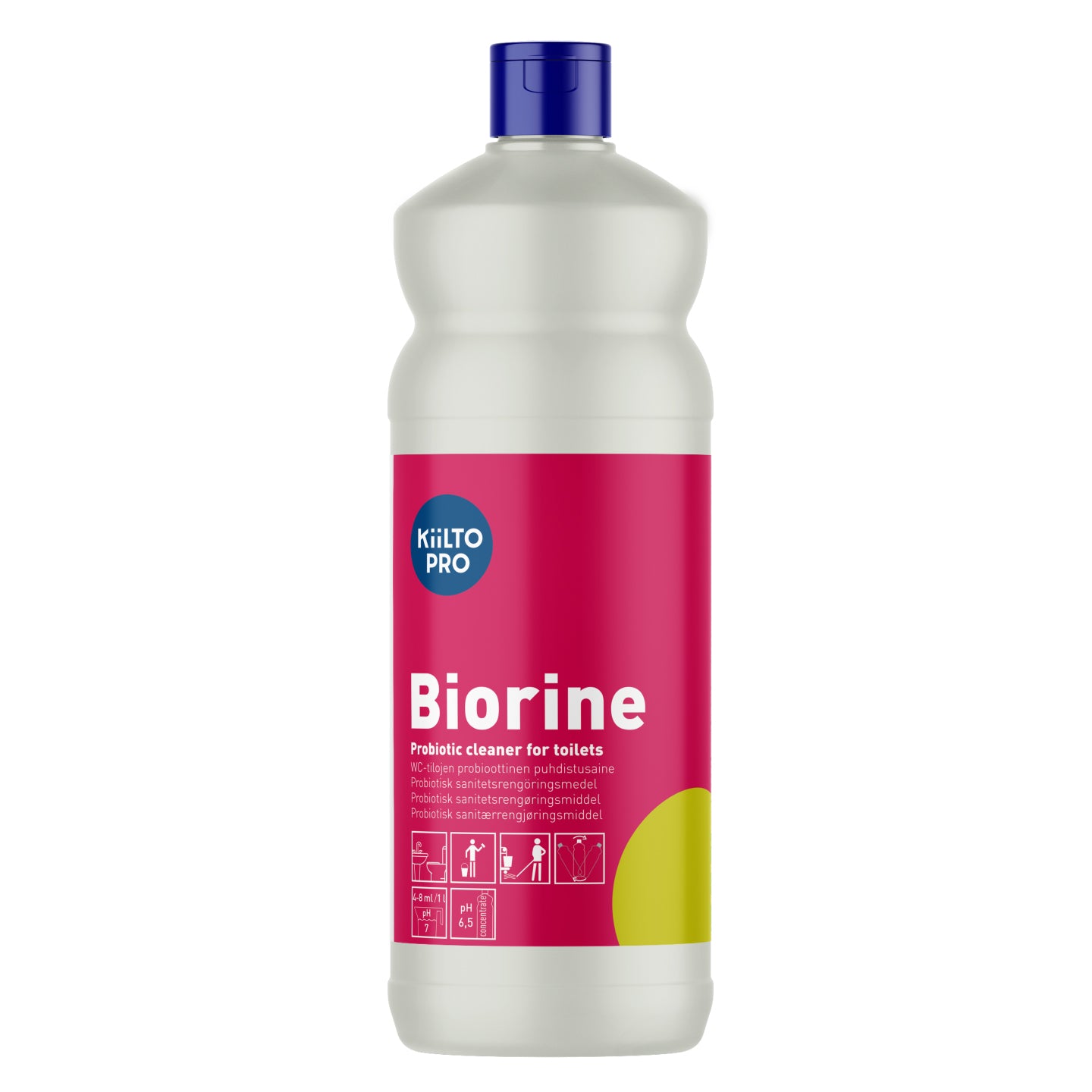 Sanitetsrengøring Kiilto Pro Biorine 1ltr RHDPE probiotisk rengøring/lugtfjerner,6 fl x 1 ltr/krt