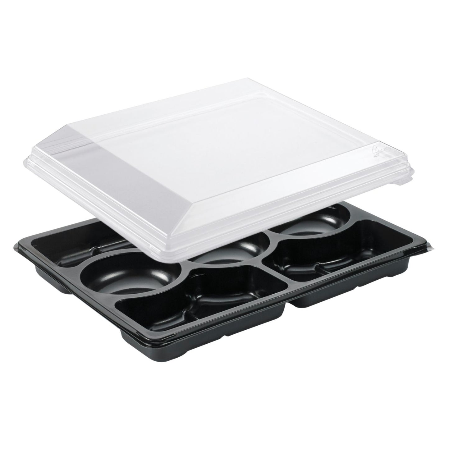 Bakke Zen Tapas 7-rum 1518ml L320xB250xH69mm RPET med Låg Sort 5 sæt sampak,8 ps x 5 sæt/krt