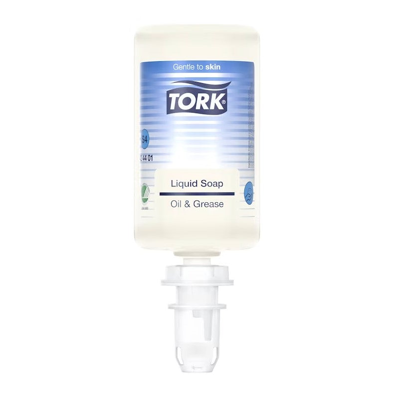 Håndsæbe Tork Flydende S4 Industri Oil and Grease 1ltr Svanemærket uden Parfume,6 stk x 1 ltr/krt