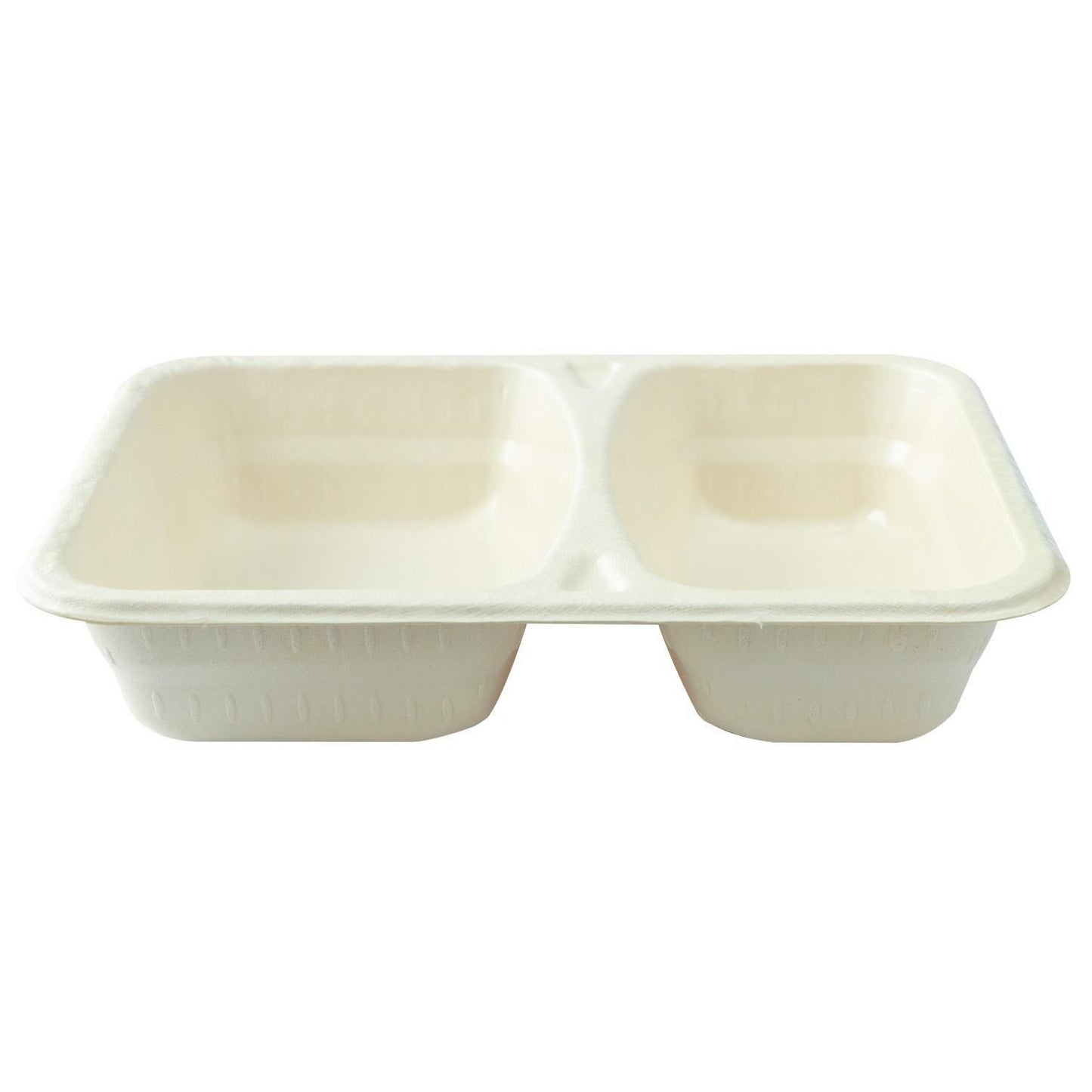 Bakke 2-rum Firkant 640/465ml L227xB178xH45mm Træfibermasse Bionedbrydelig Hvid,2 ps x 87 stk/krt