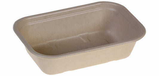 Bakke Rektangulær 1000ml L22.9xB15.3xH5.7cm Bagasse Bionedbrydelig Natur,2 ps x 125 stk/krt