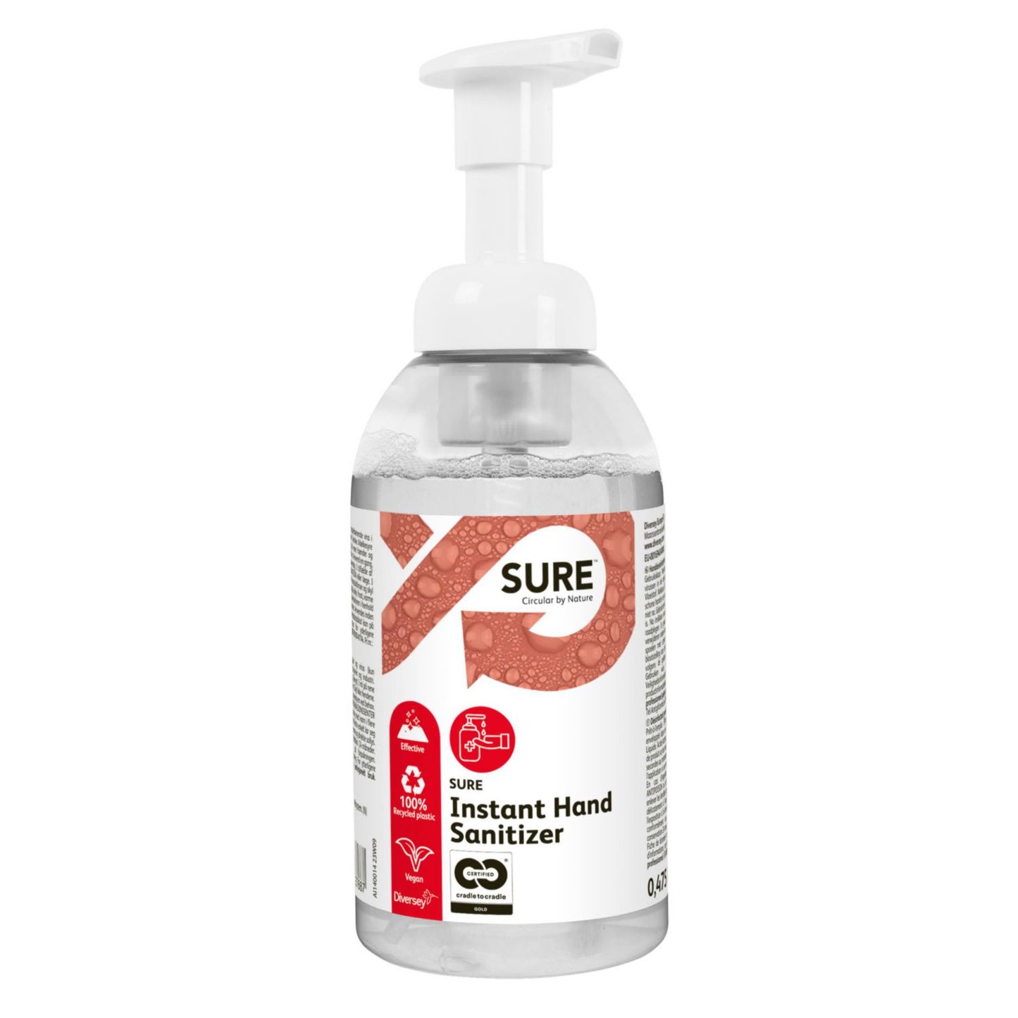 Hånddesinfektion Skum Sure Instant Hand Sanitizer 475ml C2C med Parfume Pumpe,475 ml/fl