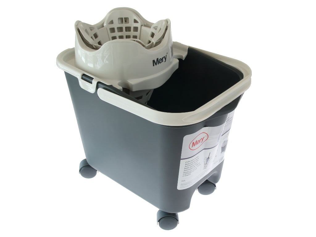 Spand Mery 14ltr med Hjul og Automatisk vrider Grå,1 sæt