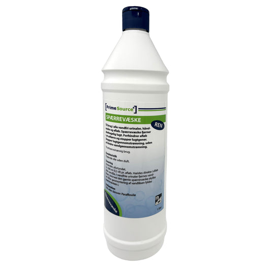 Spærrevæske Prime Source Ren 1ltr uden Farve/Parfume til vandfri urinaler,1 ltr/fl