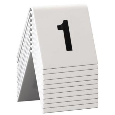 Bordskilt Securit nr. 1-10 L5xB4xH5cm Akryl Hvid,10 stk/ps