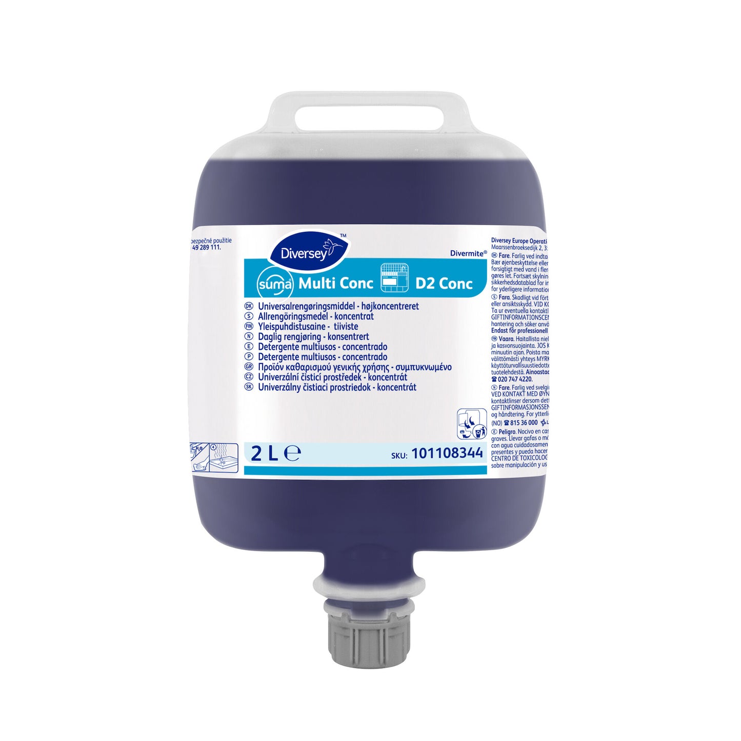 Universalrengøring Suma Multi Conc D2 Conc 2ltr med Farve/Parfume Blå DVM,3 stk x 2 ltr/krt