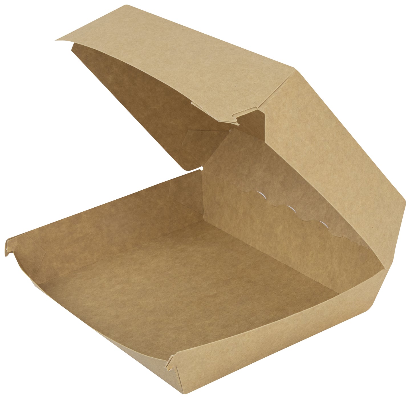 Burgerboks L195xB150xH80mm Kraft Med hængslet låg Brun,160 stk/krt
