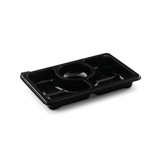 Bakke Zen Tapas 3-rum Rektangulær 312/312/130ml L250xB166xH32mm RPET Sort,60 stk/ps