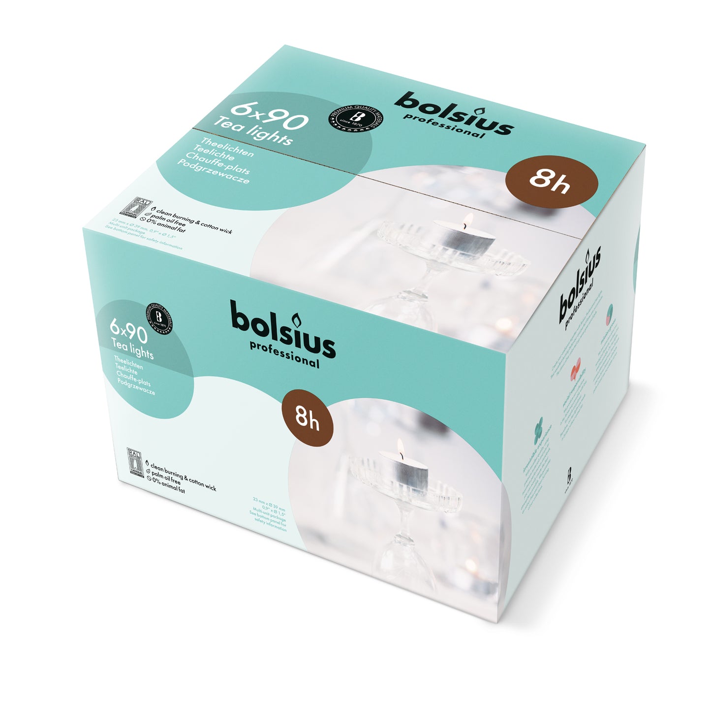 Fyrfadslys Bolsius Brændetid 8 Timer Ø38xH17mm Hvid,90 stk/ps