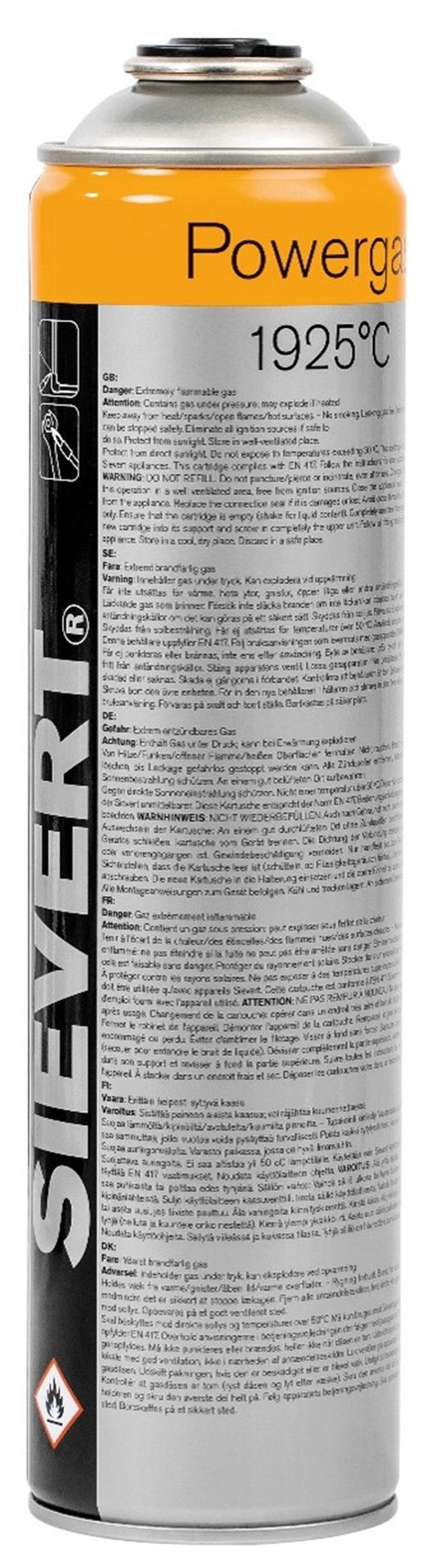 Gasdåse Sievert 600 ml 336 gr Butan-Propant til Easyjet system,1 ds