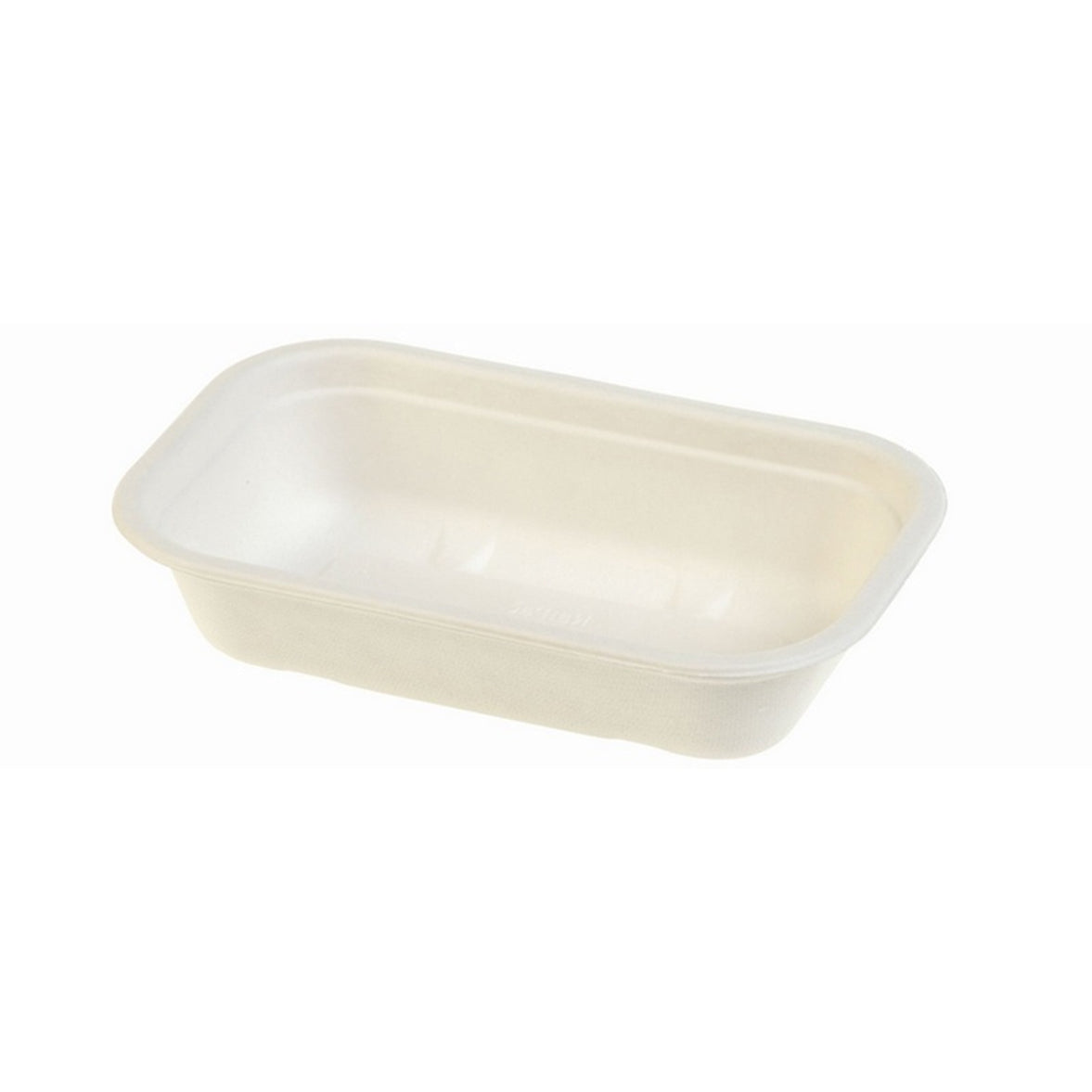 Bakke 1-rum Rektangulær 500ml L205xB130xH45mm Bagasse Hvid,125 stk/pk