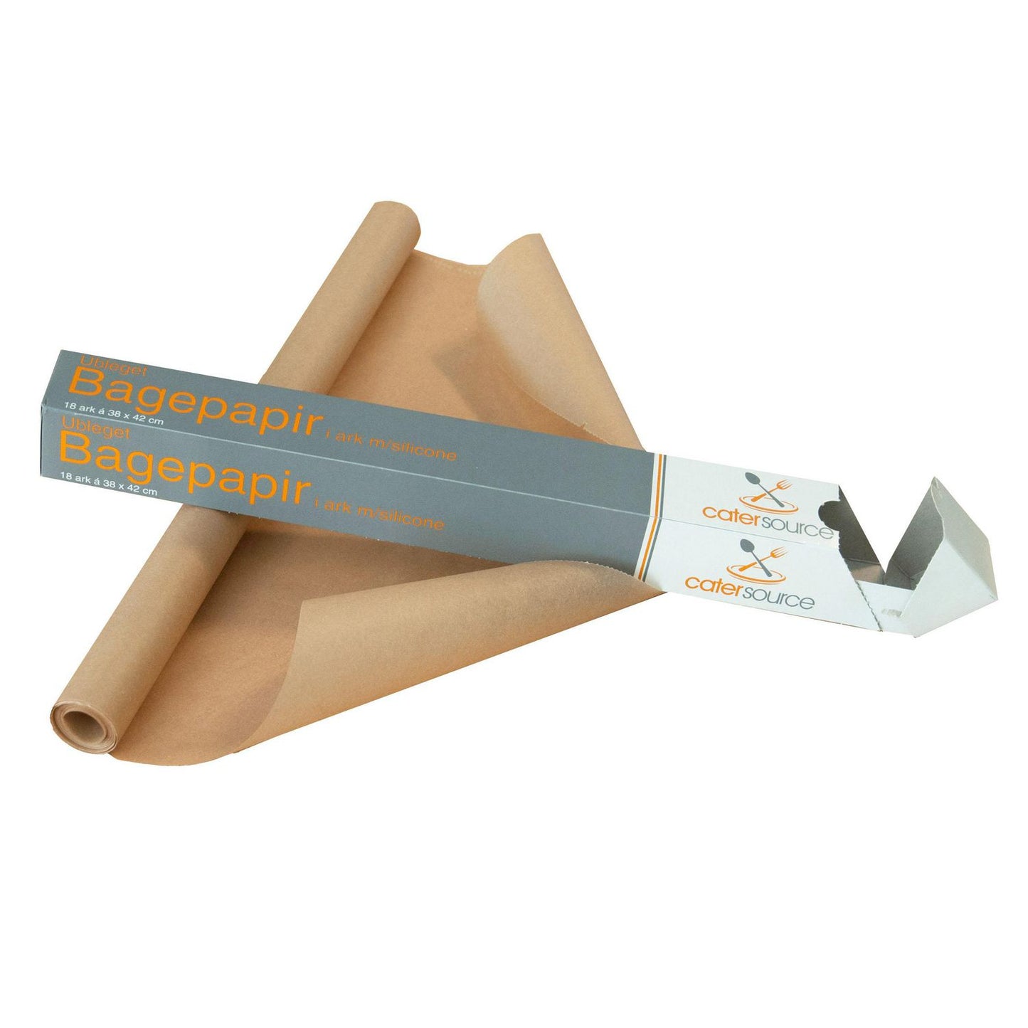 Bagepapir Catersource I Ark Ubleget L42xB38cm med Silikone Brun,24 rl/krt