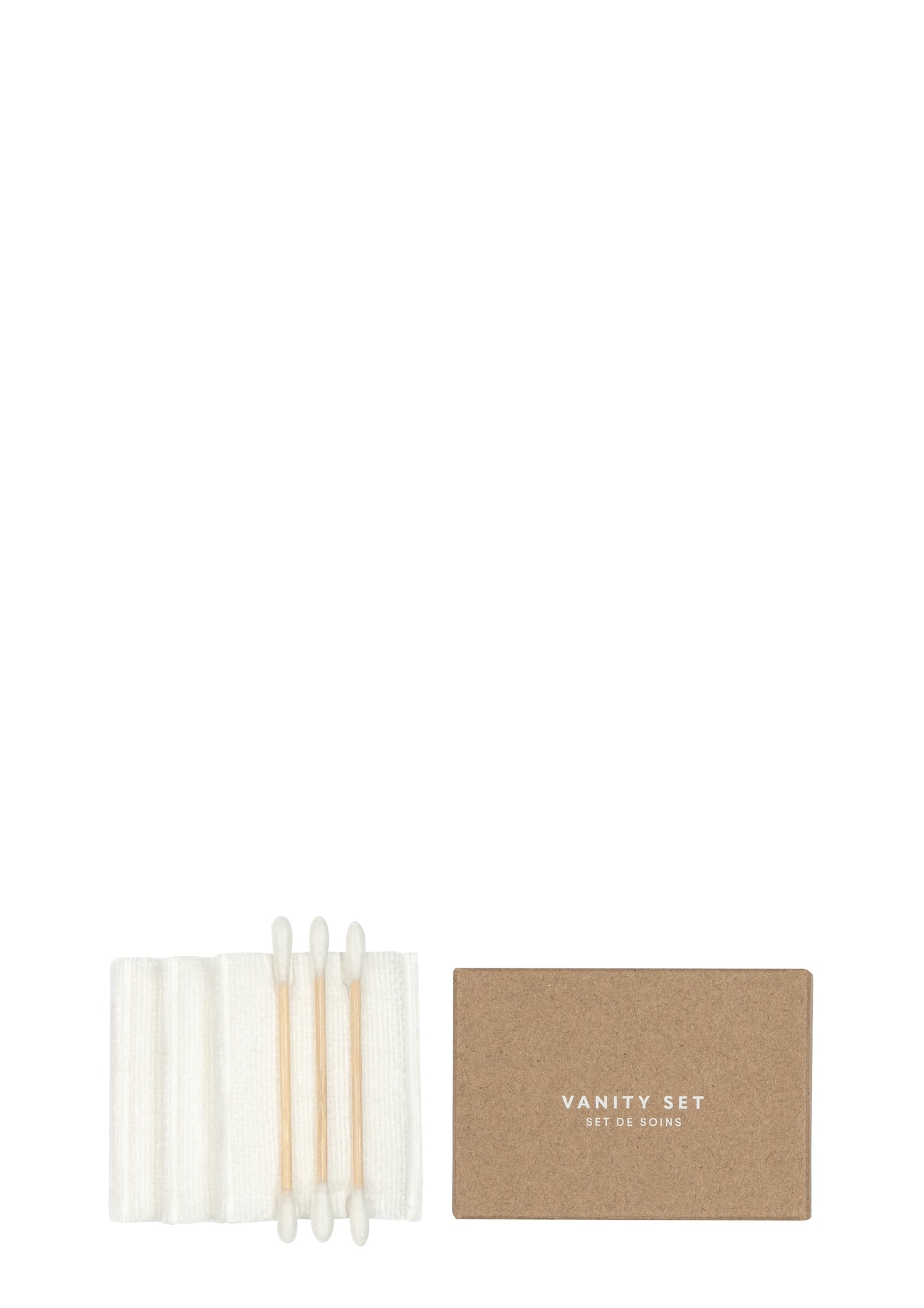 Vanity Kit EcoGreen papindpakning Bomuld med 3 Vatpinde/3 Bambusservietter Hvid,200 stk/krt