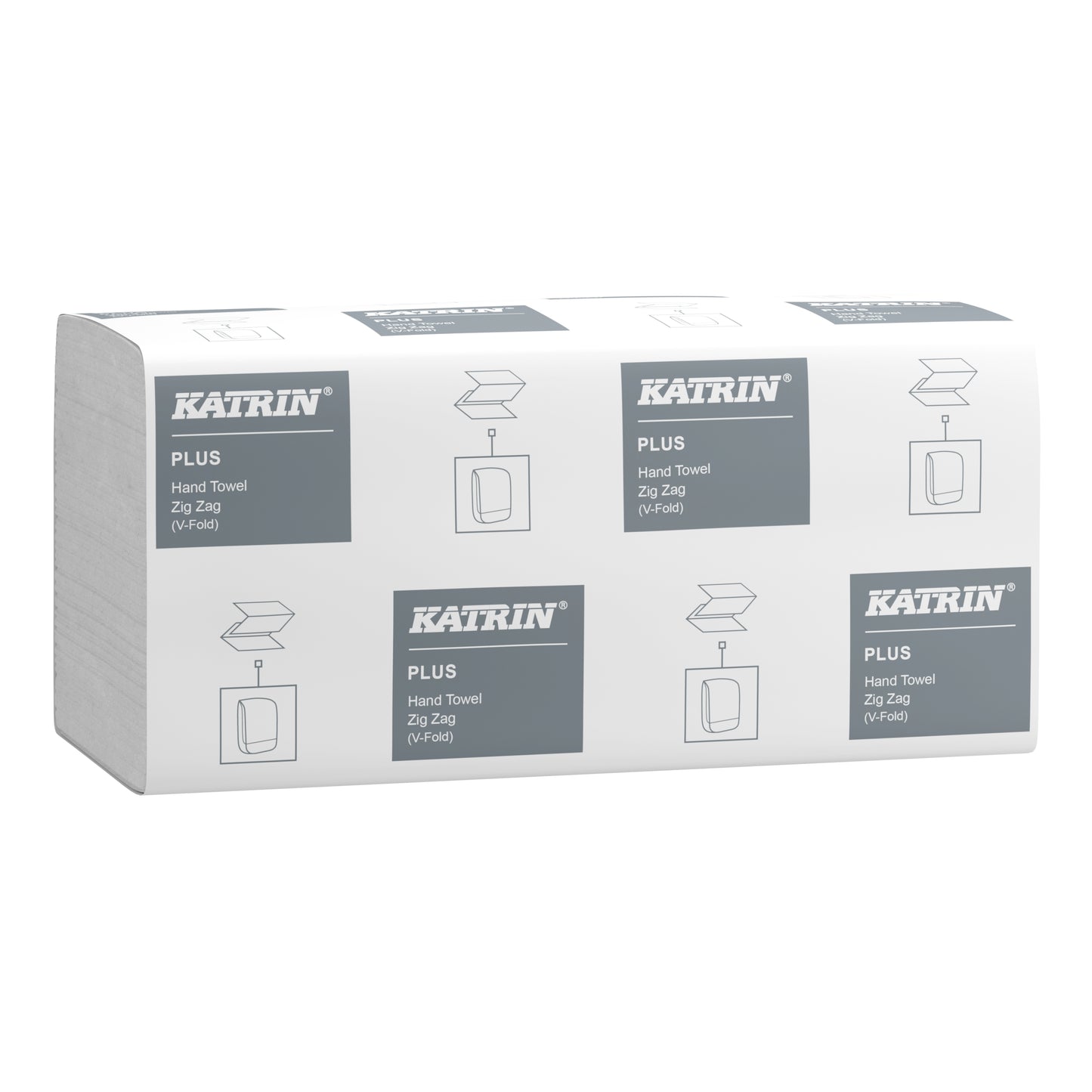 Håndklædeark Katrin Plus V-Fold 1-lag L23xB20.7cm Nyfiber Hvid,20 pk x 300 stk/krt