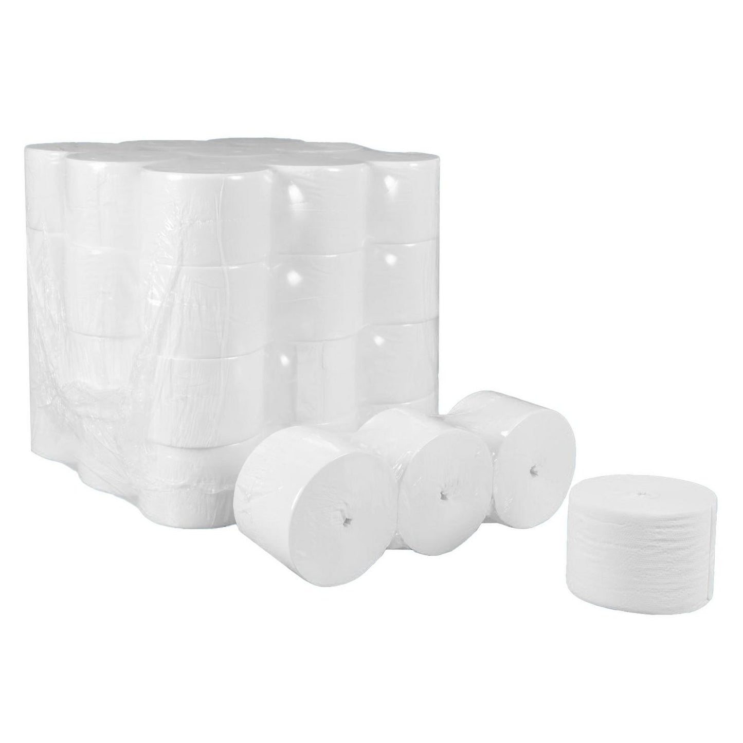 Toiletpapir 2-lag L96mxB9cm Ø13cm Nyfiber Uden Hylse Hvid,36 rl/sæk