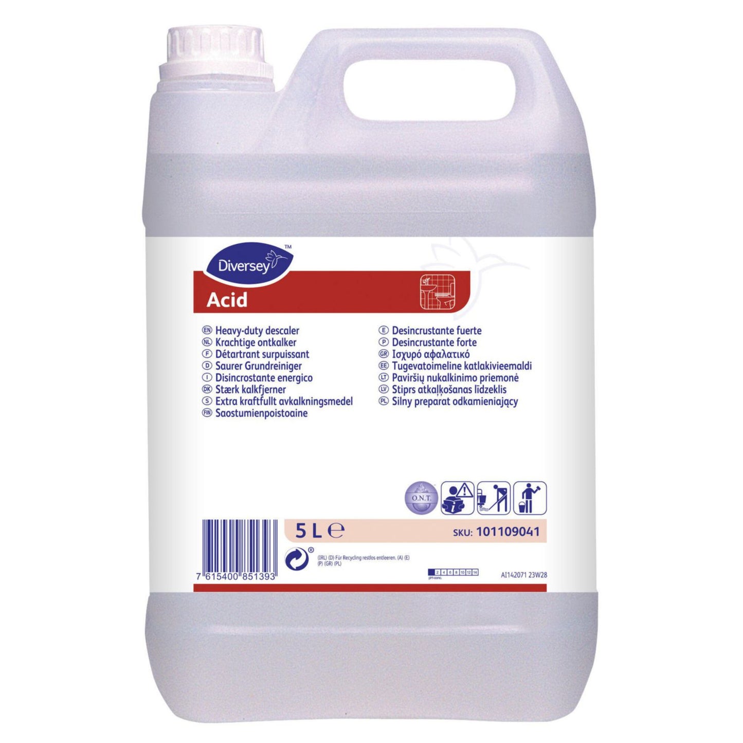 Kalkfjerner Stærkt surt Acid 5ltr med Parfume uden Farve Klar til kalk/rust,5 ltr/dnk