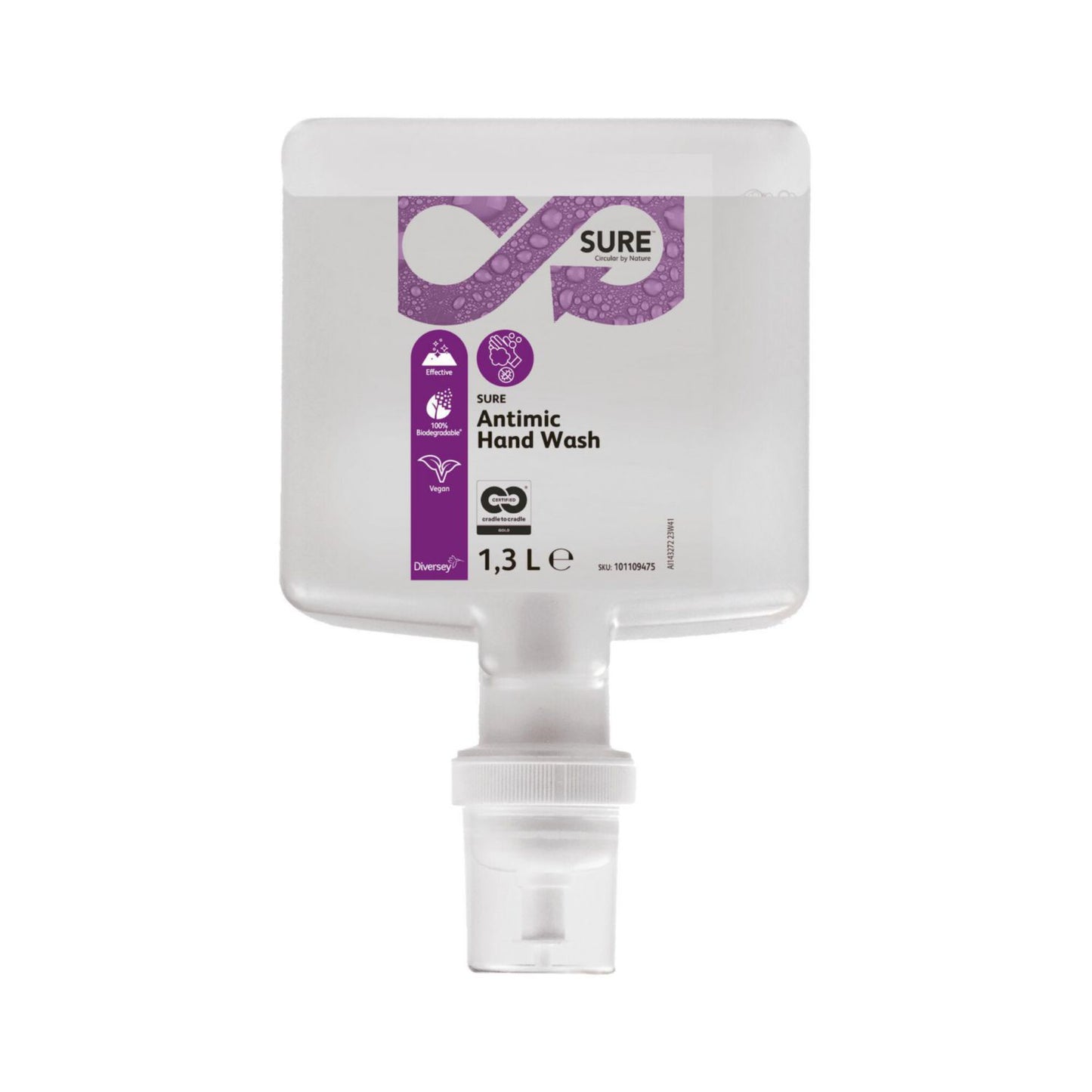 Håndsæbe Sure Antimic Hand Wash 1.3ltr C2C Antibakteriel/Lugtneutraliserende IC,4 stk x 1.3 ltr/krt