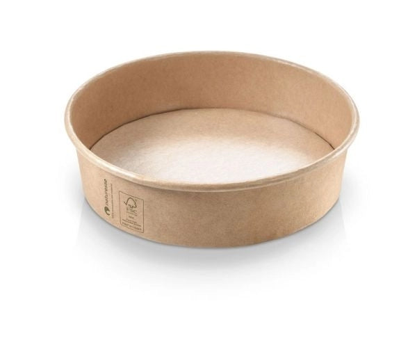 Salatskål Eco-Line 900ml Ø185xH49mm Pap/PLA Brun,6 pk x 50 stk x 1 stk/krt