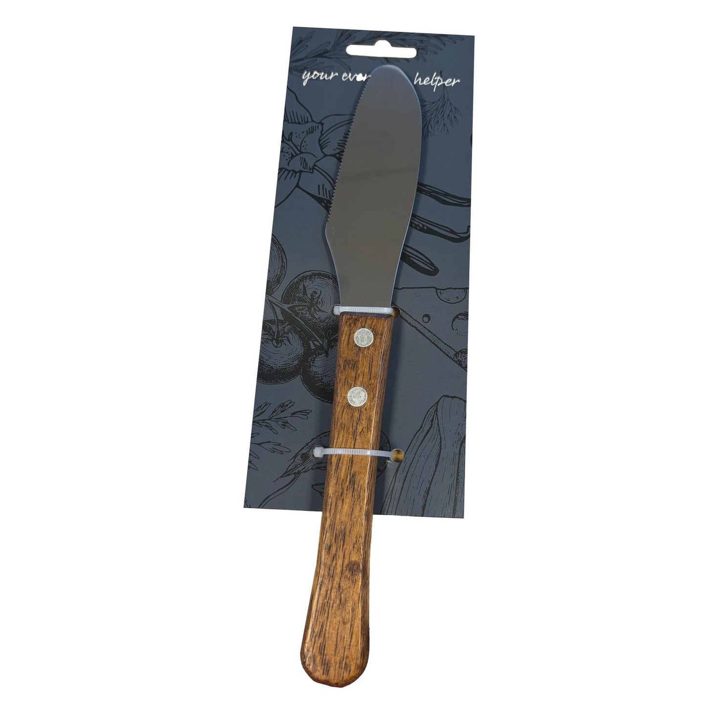 Smørkniv L230mm Rustfri stål Med Teaktræskaft,1 stk