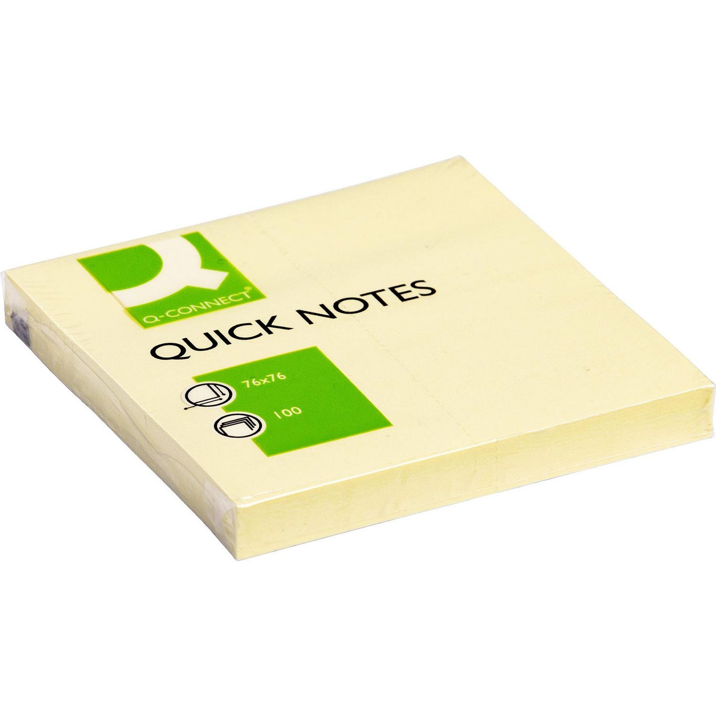 Notesblok Q-Connect 100-pak L7.6xB7.6cm Med Lim Gul,12 stk/pk