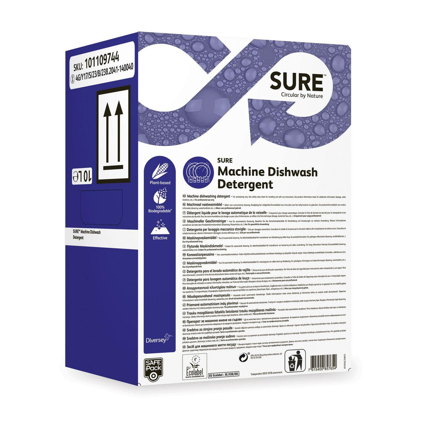 Maskinopvask Anlæg Fly. Sure Machine Dishwash Detergent SP 10ltr Ecolabel u Klor,10 ltr/stk