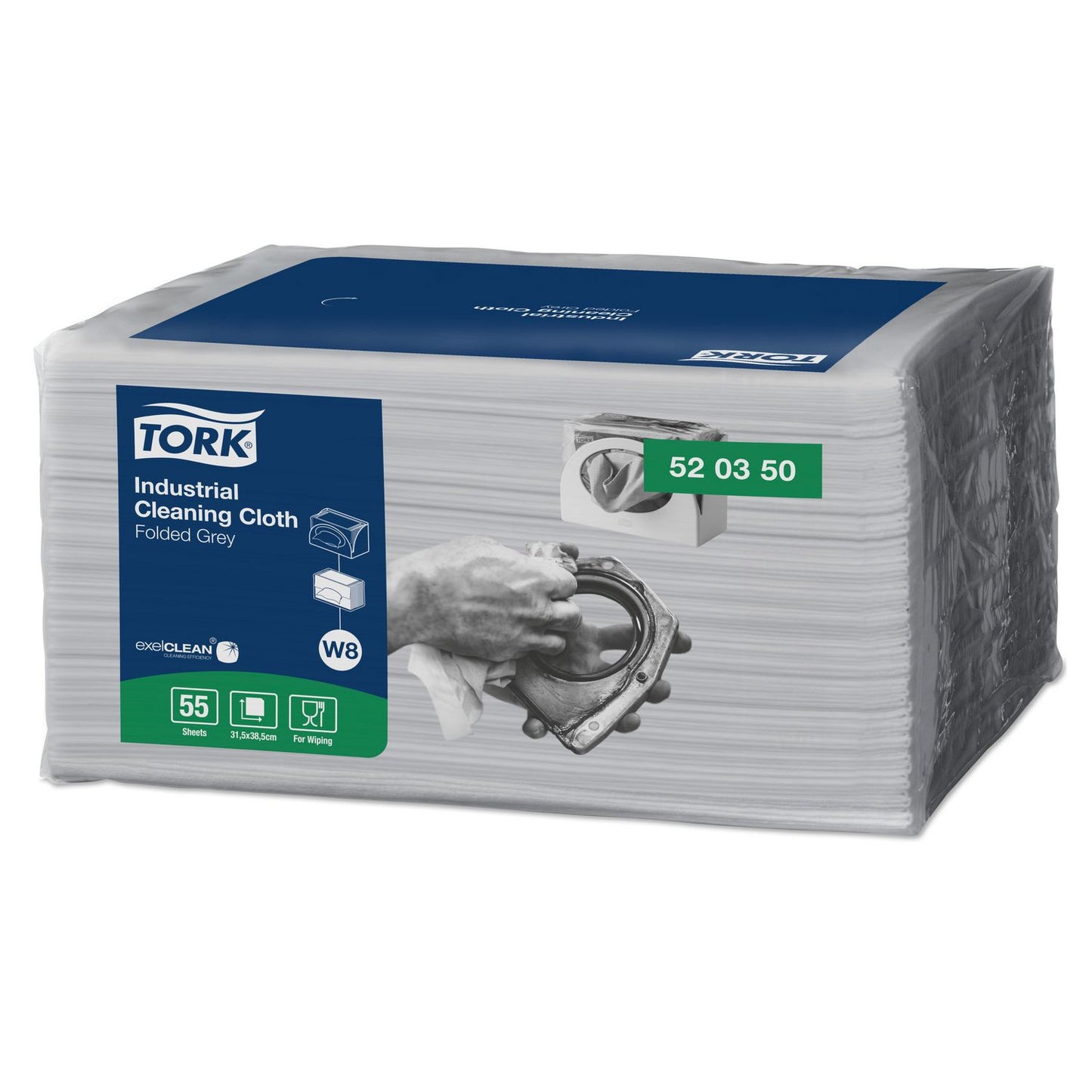 Aftørringsklud Tork Industri W8 L38.5xB31.5cm Papir 1-lag Grå,8 pk x 55 stk/krt