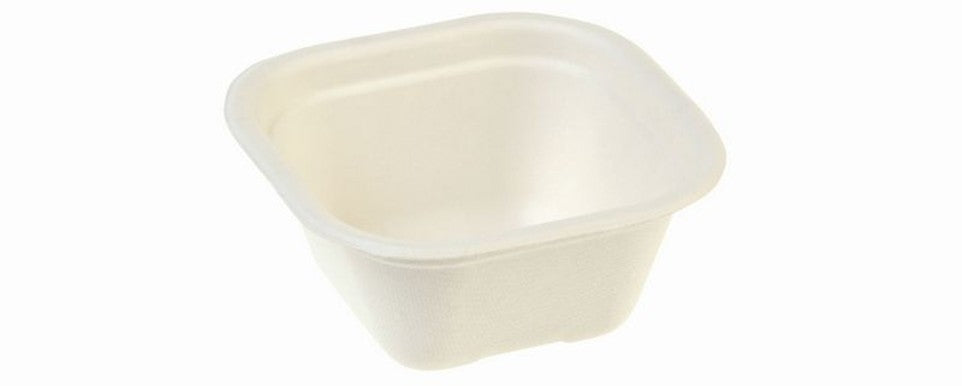 Bakke Kvadrat 350ml L130xB130xH59mm Bagasse Hvid,125 stk/pk
