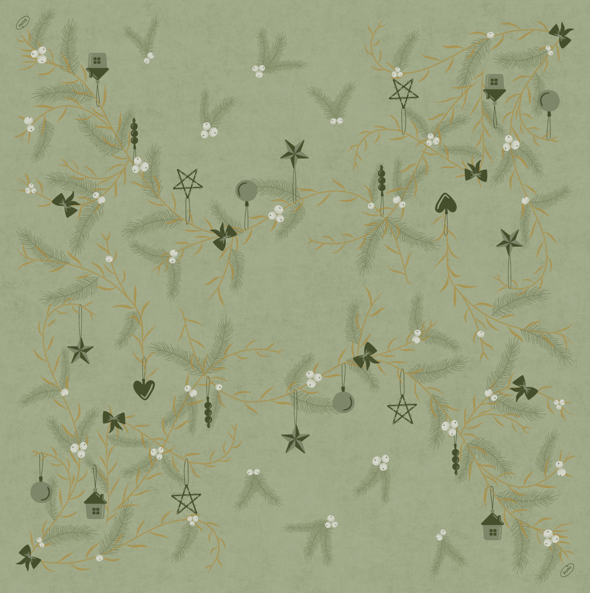 Serviet Bio Dunisoft 40 x 40cm Airlaid Noel Pistachio Green,60 stk/pk