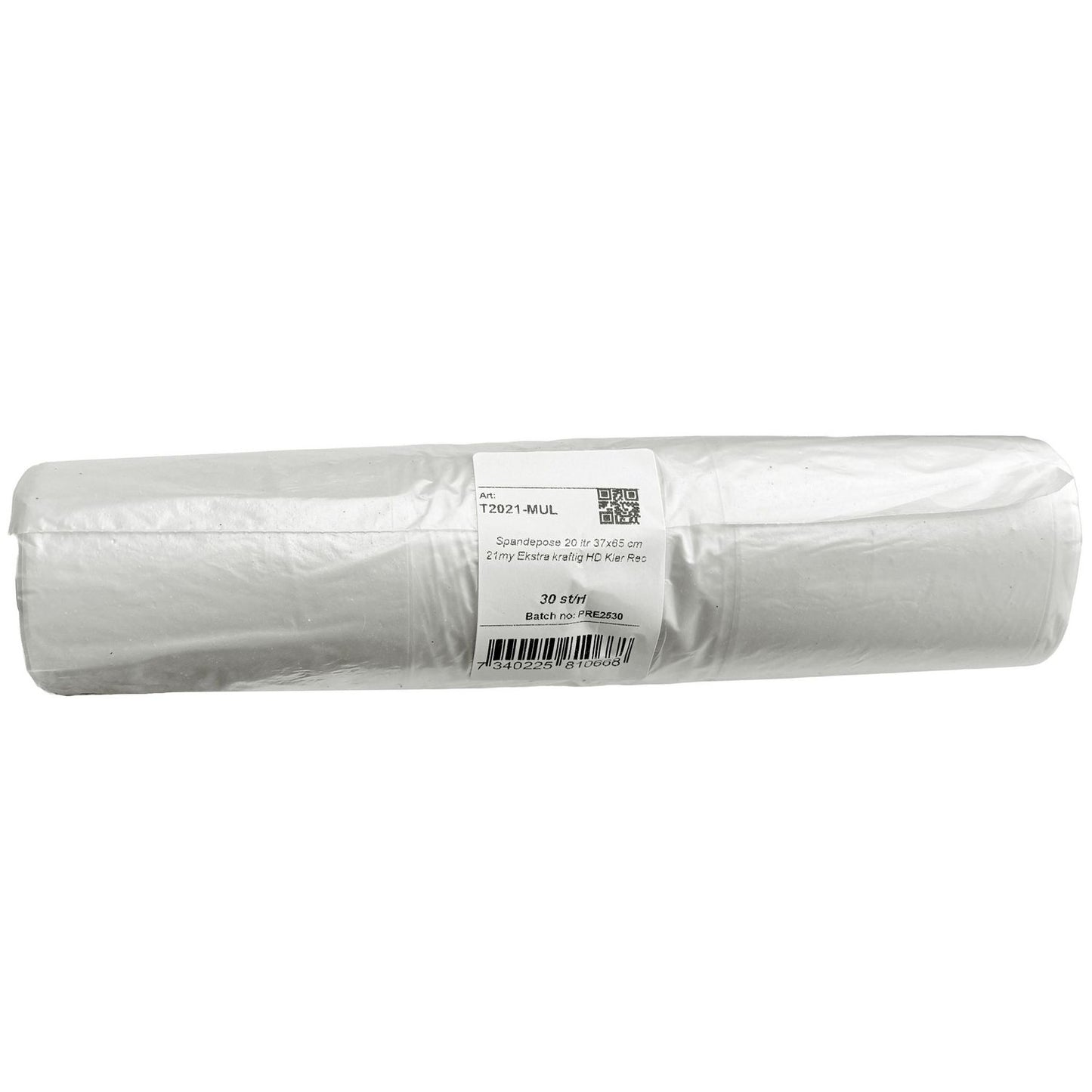 Spandepose 20ltr B370xL650mm 21my HDPE Ekstra kraftig Klar,30 stk/rl