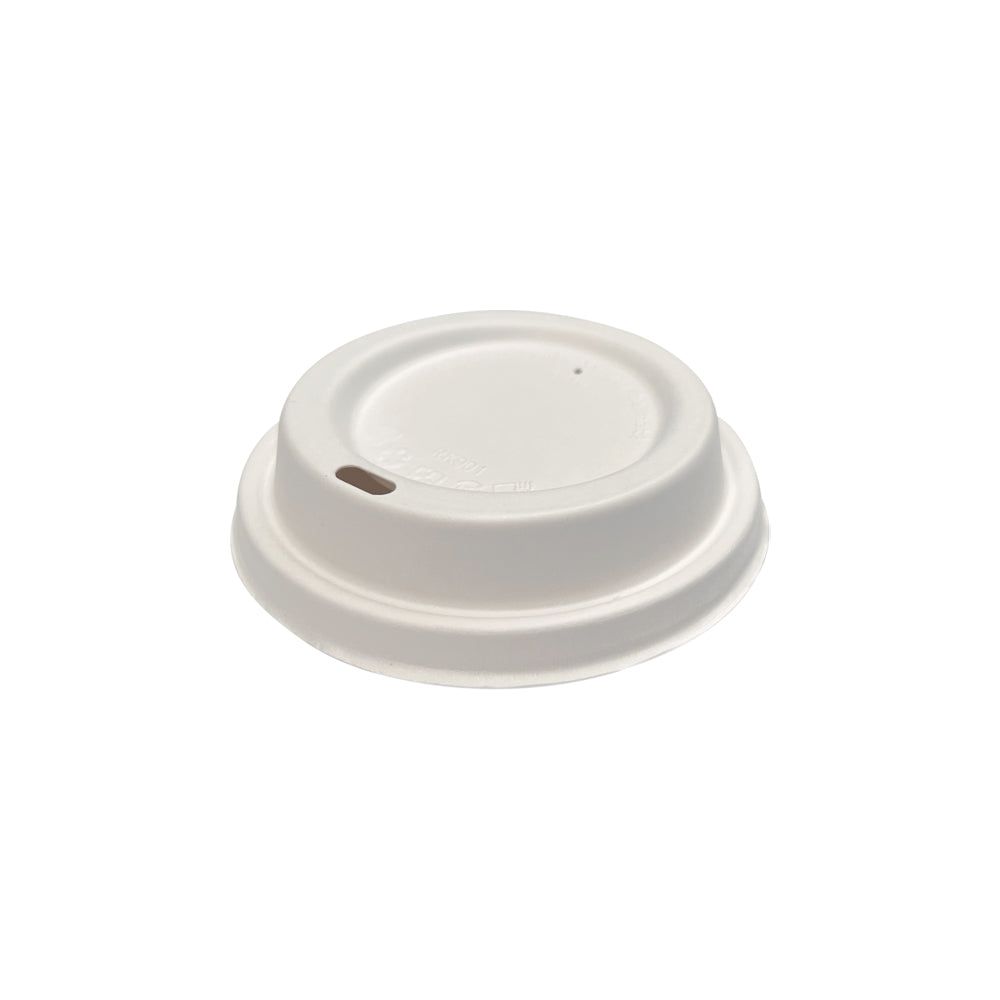 Drikkelåg Bagasse Ø90xH15mm Til Kaffebæger Hvid,20 ps x 50 stk/krt