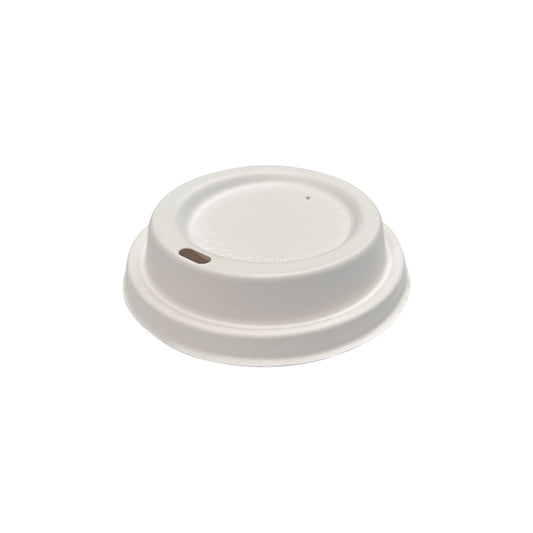Drikkelåg Bagasse Ø90xH15mm Til Kaffebæger Hvid,20 ps x 50 stk/krt