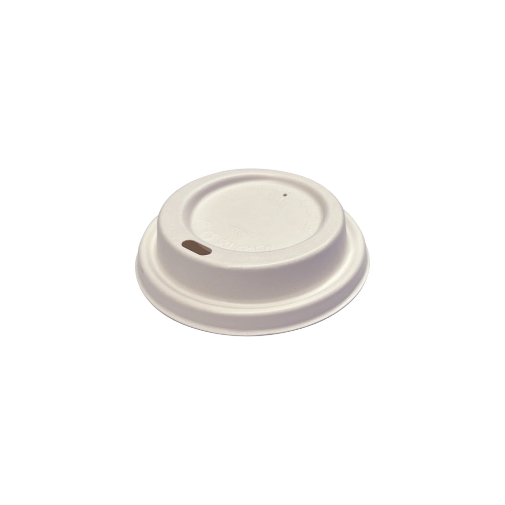Drikkelåg Bagasse Ø80xH15mm Til Kaffebæger Hvid,20 ps x 50 stk/krt