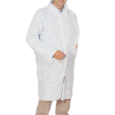 Engangskittel non-woven str 3-XL hvid m/velcrolukning,50 stk/krt